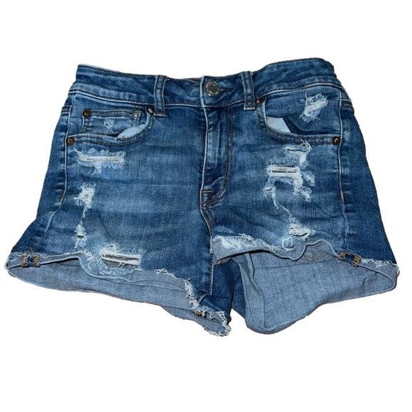 American Eagle Outfitters Pants - 𝅺AMERICAN Eagle Ripped Hi-Rise Shortie - 4